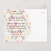 カラフルなモロッコのクローバーのカスタムなイベントカード インビテーションポストカード (裏面)