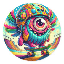 カラフルなモンスタースケートボーダー