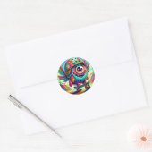 カラフルなモンスタースケートボーダー ラウンドシール (封筒)
