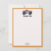 カラフルなモンスター トラック レース キッズ カスタム ネーム サンキューカード (正面)