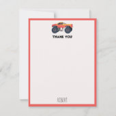 カラフルなモンスター トラック レース 子供 カスタム名 サンキューカード (正面)