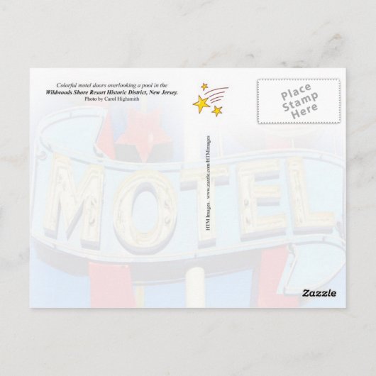 カラフルなモーテルのドア、ニュージャージー州ワイルドウッド ポストカード (裏面)