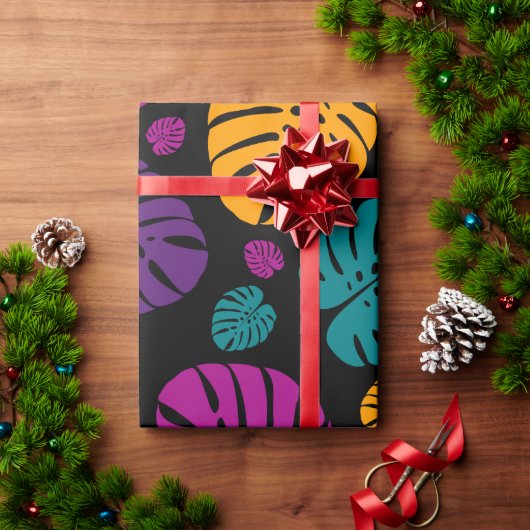 カラフルなヤシの葉 ラッピングペーパー (クリスマスギフト)
