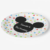 カラフルなヤナギタンポポの子供のテーマの誕生日のクラシック ペーパープレート (アングル)