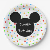 カラフルなヤナギタンポポの子供のテーマの誕生日のクラシック ペーパープレート (正面)