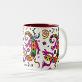 カラフルなヤモリのコップ ツートーンマグカップ (正面右)