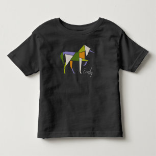 カラフルなユニコーンのファンタジーのおとぎ話のモダンのタングラム トドラーTシャツ