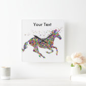 カラフルなユニコーンの時計 スクエア壁時計 (ホーム)