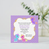 カラフルなユニコーンの誕生日のパーティの招待状 招待状 (スタンド正面)