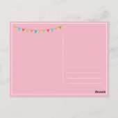 カラフルなユニコーンバンティングフラッグ ピンク ハッピー バースデー ポストカード (裏面)