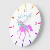 カラフルなユニコーン ラージ壁時計 (傾斜)