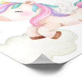 カラフルなユニコーン、虹、星、女の子の寝室 ポスター (角)