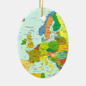 カラフルなヨーロッパの国々の地図 セラミックオーナメント (裏面)