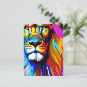 カラフルなライオンのデジタルアート | 誕生日 ポストカード (スタンド正面)