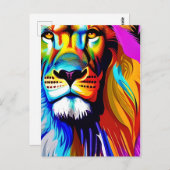 カラフルなライオンのデジタルアート | 誕生日 ポストカード (正面/裏面)