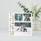 カラフルなライト メリー + ブライト フォトカード シーズンカード (スタンド正面)