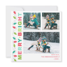 カラフルなライト メリー + ブライト フォトカード