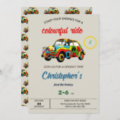 カラフルなライドの誕生日招待状 招待状 (正面/裏面)