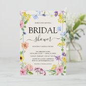 カラフルなライラックピンクの水彩画 ブライダルシャワー 招待状 (スタンド正面)