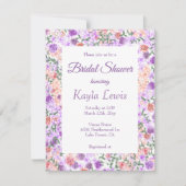 カラフルなライラック＆ピーチの花のブライダルシャワー 招待状 (正面)