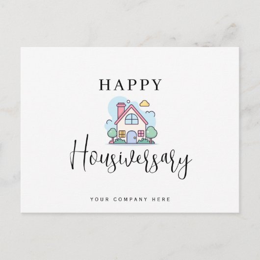 カラフルなラインアートの家 ハッピー・ハウスバーサリー・リアリティ ポストカード (正面)