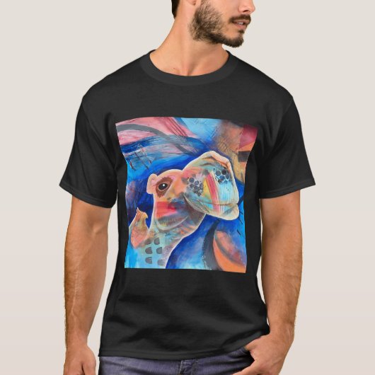 カラフルなラクダの抽象画 Tシャツ (正面)