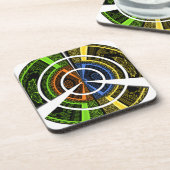 カラフルなラジアルアートプリント コースター (左側)