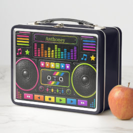 カラフルなラジカセ音楽プレーヤー オーダーメイド子供ギフト メタルランチボックス