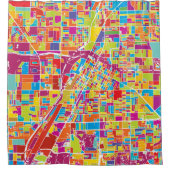 カラフルなラスベガス、ネバダの地図 シャワーカーテン (正面)