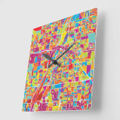 カラフルなラスベガス、ネバダの地図 スクエア壁時計 (傾斜)