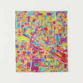 カラフルなラスベガス、ネバダの地図 タペストリー (正面)