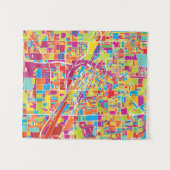 カラフルなラスベガス、ネバダの地図 タペストリー (正面(横))