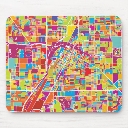 カラフルなラスベガス、ネバダの地図 マウスパッド (正面)