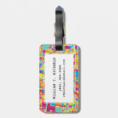 カラフルなラスベガス、ネバダの地図 ラゲッジタグ (裏面縦)