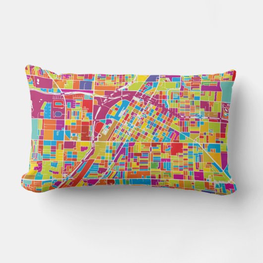 カラフルなラスベガス、ネバダの地図 ランバークッション (正面)