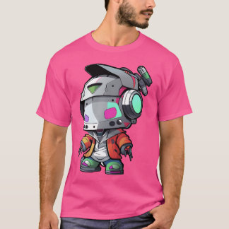 カラフルなラップロボット漫画Tシャツとステッカー用 Tシャツ