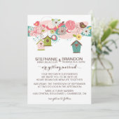 カラフルなラブバード＆鳥の巣 結婚式招待状 招待状 (スタンド正面)