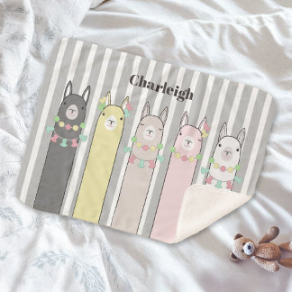 カラフルなラマのイラストがかわいい子供服グッズ シェルパブランケット