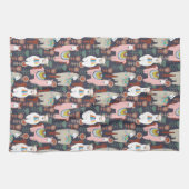 カラフルなラマパターン キッチンタオル (横)