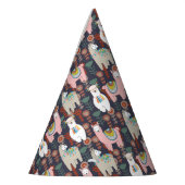 カラフルなラマパターン パーティーハット (左)