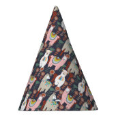 カラフルなラマパターン パーティーハット (右)