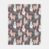 カラフルなラマパターン フリースブランケット (正面)