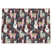 カラフルなラマパターン ラージペーパーバッグ (正面)