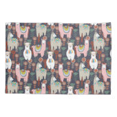 カラフルなラマパターン 枕カバー (裏面-左)