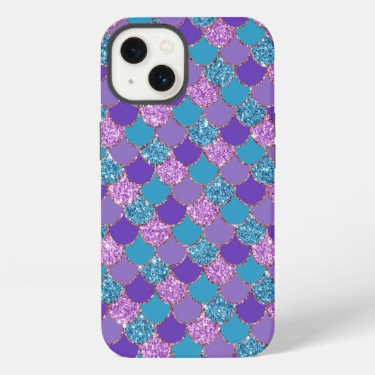 カラフルなラメ入り人魚の鱗模様 iPhoneケース (裏面)