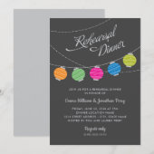 カラフルなランタン ウェディング リハーサル ディナー 招待状 (正面/裏面)