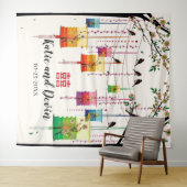 カラフルなランタン ツリー 鳥 中国のウェディング タペストリー (インサイチュ(横))