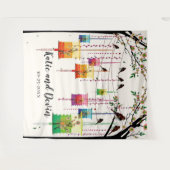 カラフルなランタン 桜 鳥 ウェディング/シャワー タペストリー (正面(横))