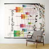 カラフルなランタン 桜 鳥 結婚式/シャワー タペストリー (インサイチュ(横))