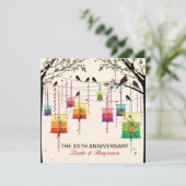 カラフルなランタン 桜 鳥 記念日 招待状 (スタンド正面)